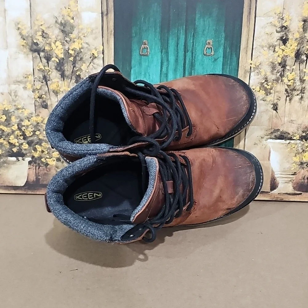 KEEN Mens Size 10 The Slater II Brown Leather Utility Ankle Boots